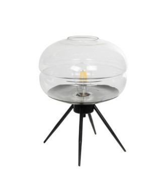 GLOBOSTAR® JAVAN 999-0036 Μοντέρνο Επιτραπέζιο Φωτιστικό Πορτατίφ με Ντουί 1 x E27 AC 220-240V IP20 - Διάφανο & Μαύρο - Μ30 x Π30 x Υ40cm